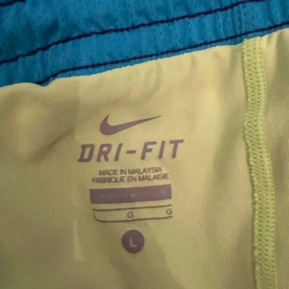 Nike Women's Navy and Lime Athletic Shorts - Picture 2 of 3